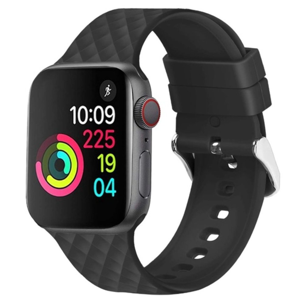NEW BLACK Rhomboid Silicone Band Apple Watch - Picture 1 of 4